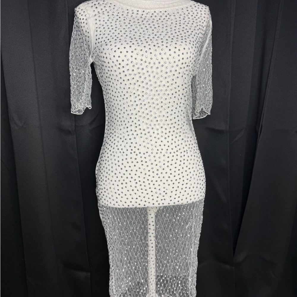 Hot & Delicious White and Silver Midi Dress